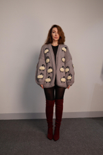 Кардиган из шерсти MIRSTORES с связанными барашками