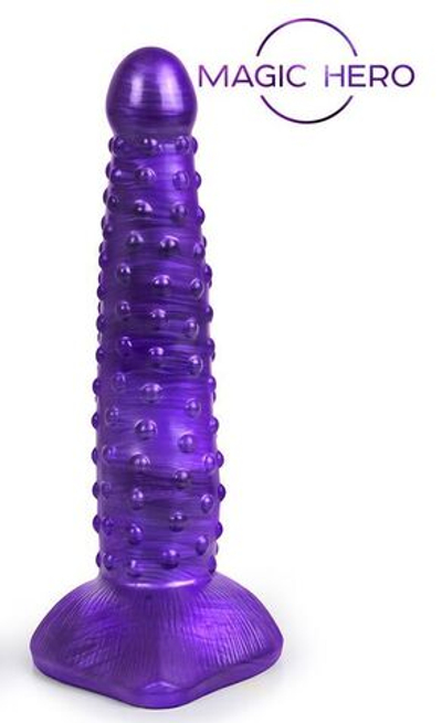 Фиолетовый фантазийный фаллоимитатор с пупырышками - 25 см. (Цвет: фиолетовый)