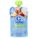 Gerber, органическое пюре, для детей от 12 месяцев, банан, малина и йогурт с ванилью, 99 г (3,5 унции)