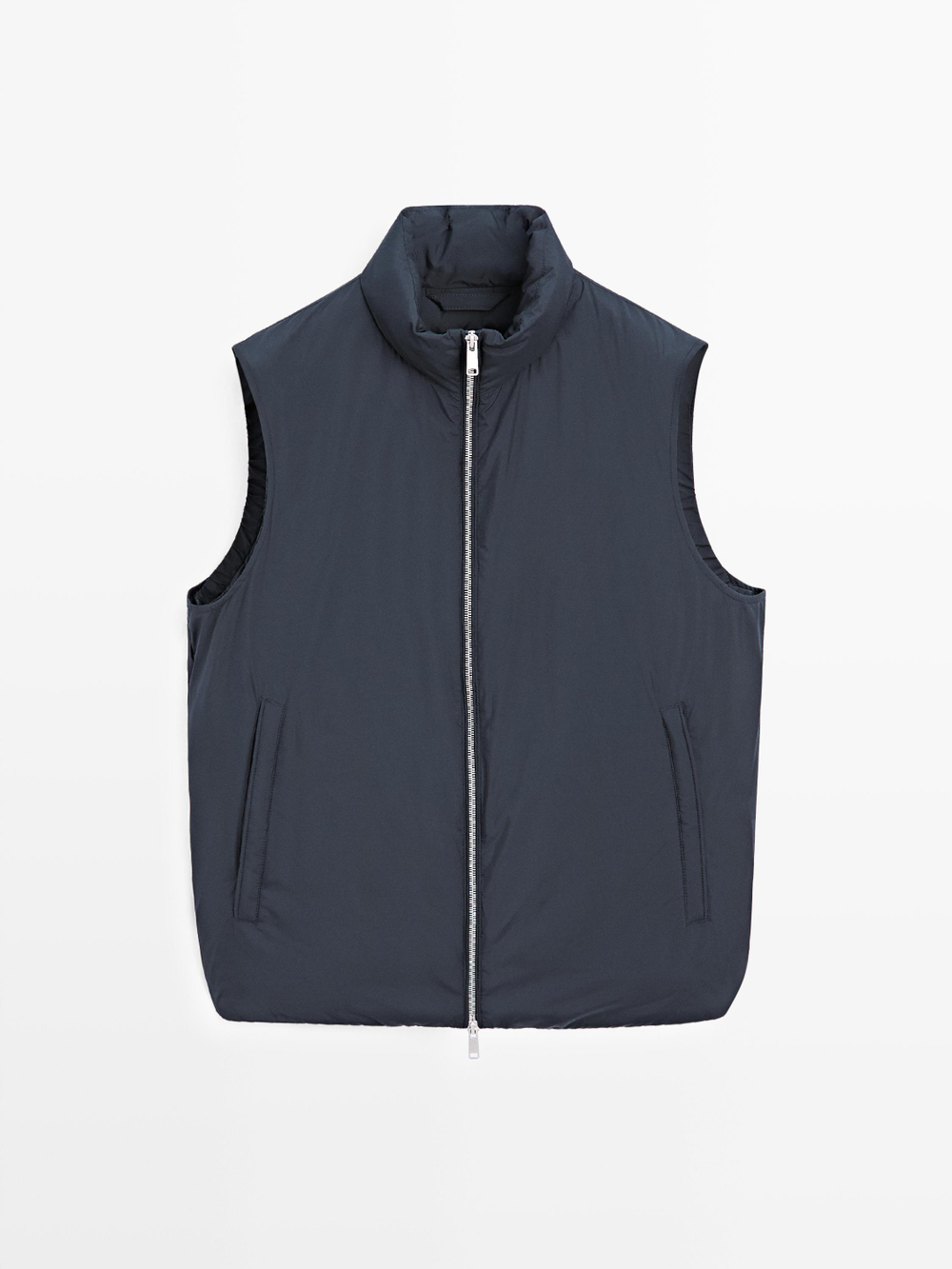 Massimo Dutti Легкий водоотталкивающий стеганый жилет, темно-синий