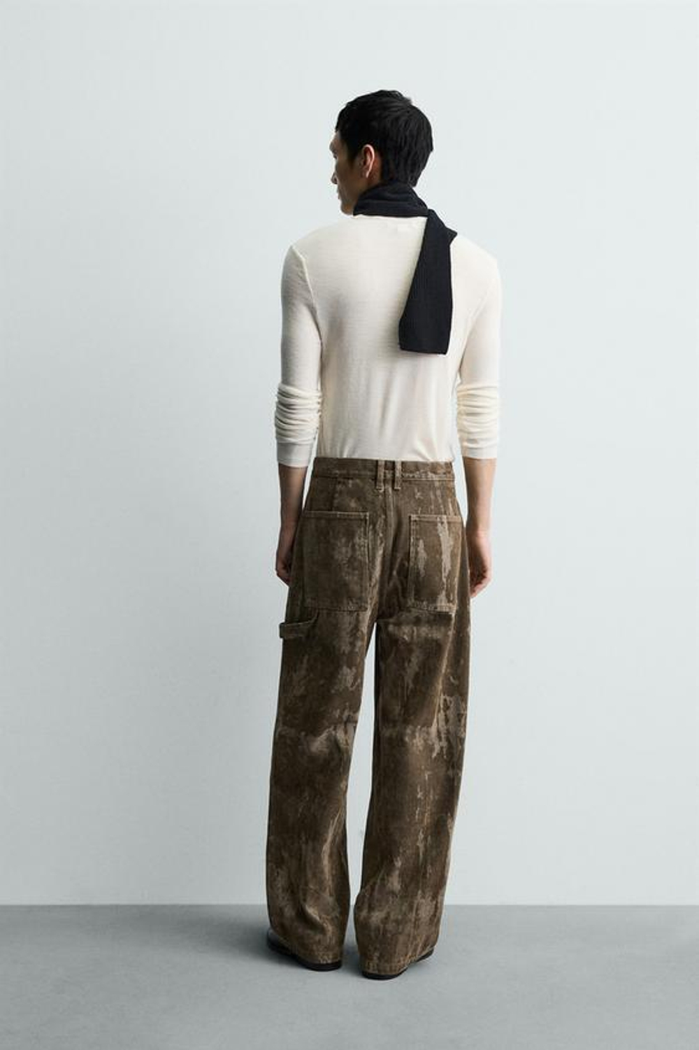 ZARA ДЖИНСЫ BAGGY FIT ФЛОКИРОВАННЫЕ, БЕЖЕВЫЙ