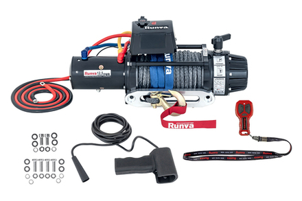Лебёдка автомобильная электрическая 12V Runva 12500 lbs 5670 кг (влагозащищенная) синтетический трос