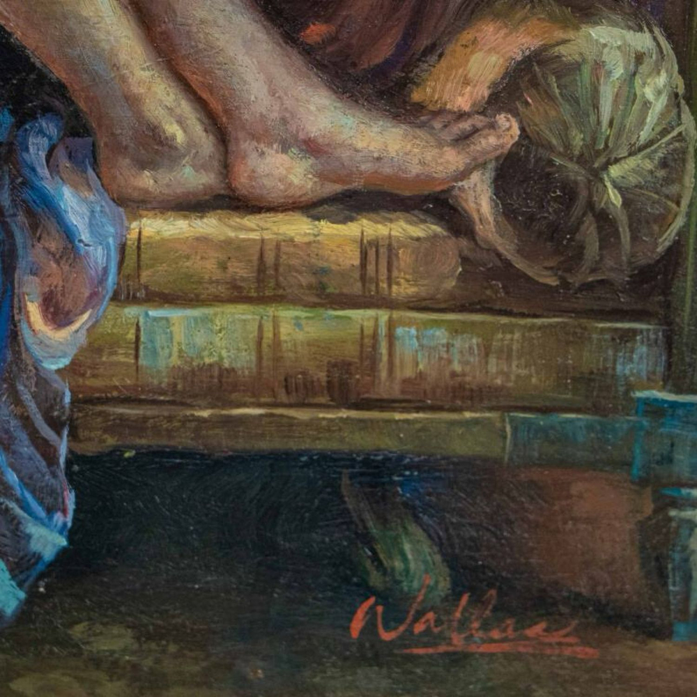 Винтаж: Винтажная картина «Девушка с книгой»