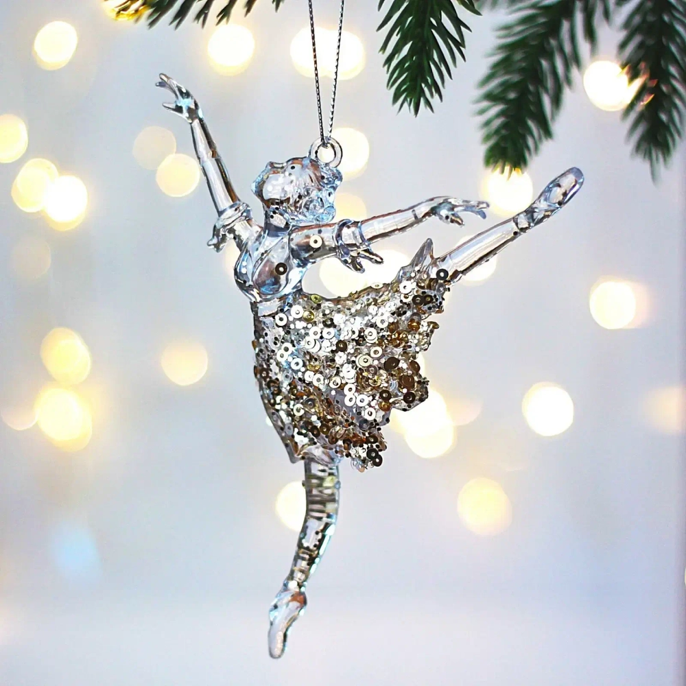 Подвеска «Балет» 14*10 см, Белый/Золотой блеск