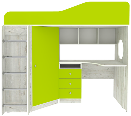 Кровать-чердак КарИВи Кадет 1 с металлической лестницей Винтерберг Лайм