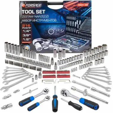Набор инструментов 216пр. 1/4''3/8''1/2''(6гр, 12гр)(4-32мм) Forsage F-38841 SM