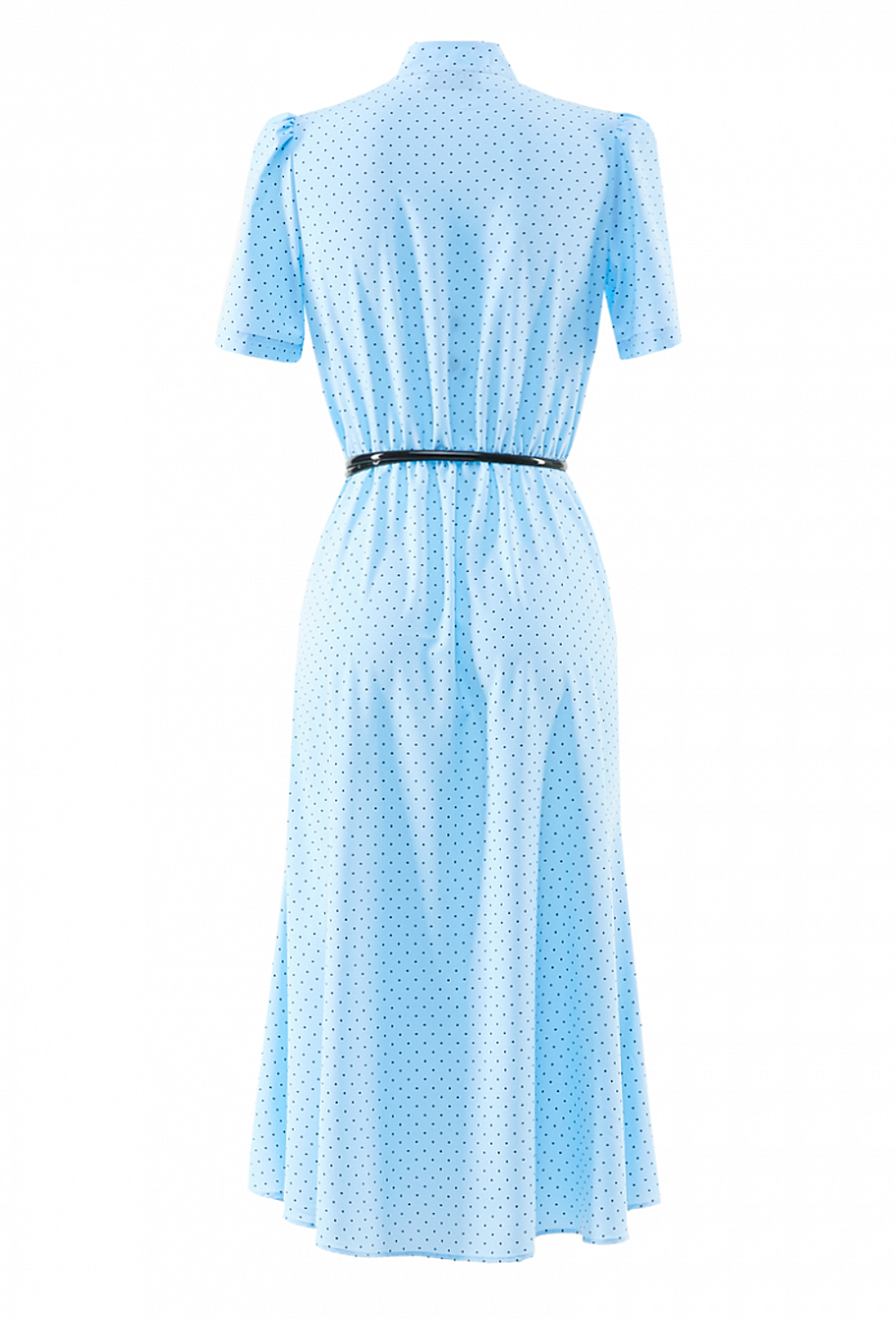 Платье с коротким рукавом в мелкий горох голубое 05-01-20 SS