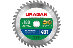 Диск пильный по дереву URAGAN Expert 180х30/20 мм, 40Т 36802-180-30-40_z01