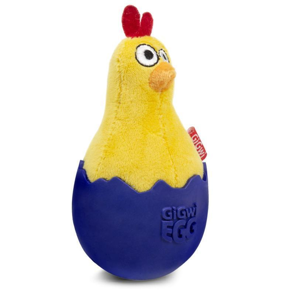 75476 Игрушка для собак Цыпленок-неваляшка с пищалкой 14см, серия GIGwi EGG
