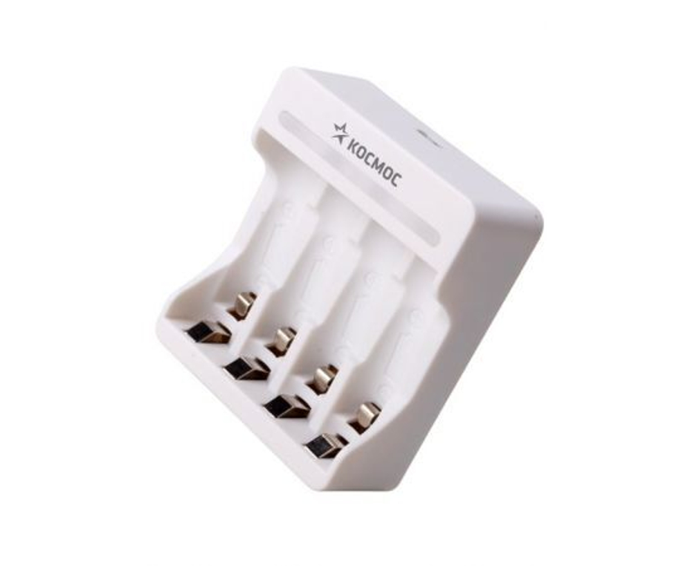 Зарядное устройство КОСМОС KOC801USB 1/2 шт AA/AAA Ni-MH (200mA) от 9 часов, кабель USB 70см, белое