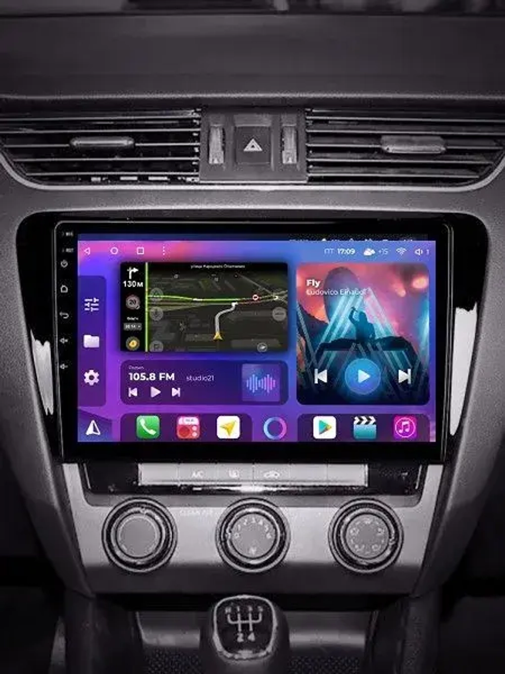 Магнитола для Skoda Octavia A7 2013-2020 - Parafar PF993LUX1RN2K на Android 13, QLED+2K, ТОП процессор, 4Гб+32Гб, CarPlay, 4G SIM-слот