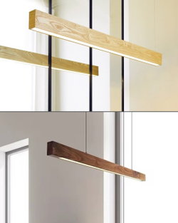 Продолговатые деревянные люстры в двух оттенках