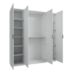Шкаф для одежды 4 дверный, стеллаж Париж, белый