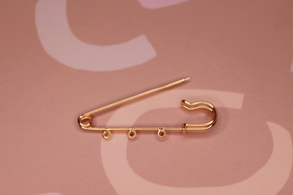 Булавка-брошь для подвесок 50 мм позолота