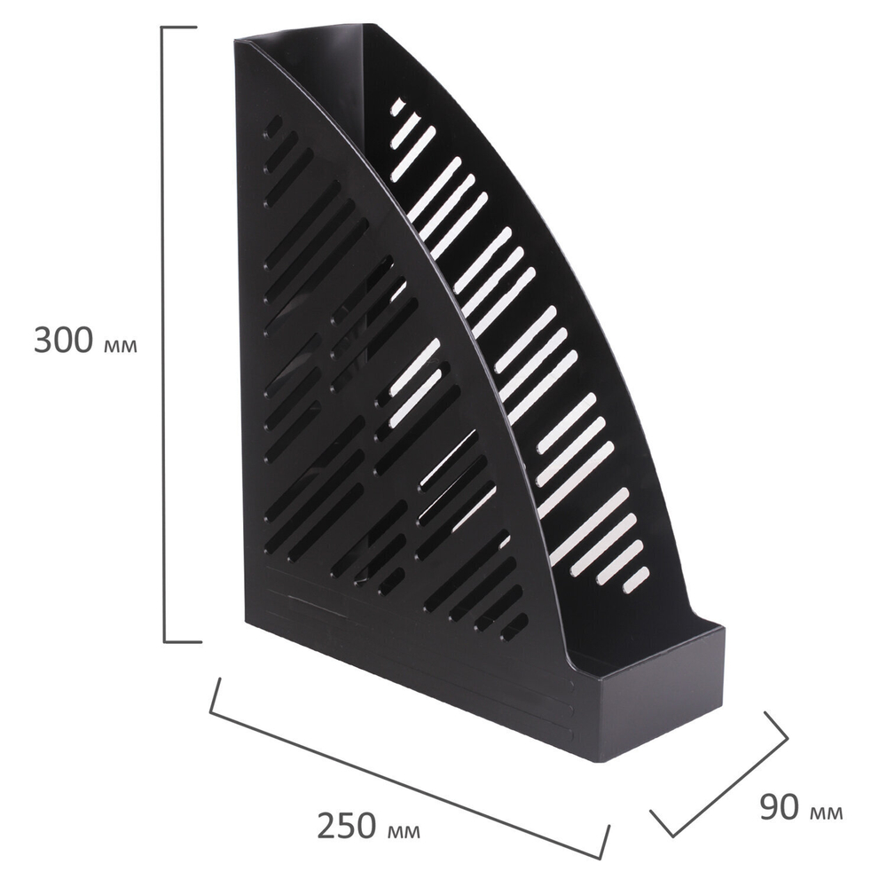 Лоток вертикальный для бумаг BRAUBERG "Standard+" 250х90х300 мм черный (5 штук в упаковке)
