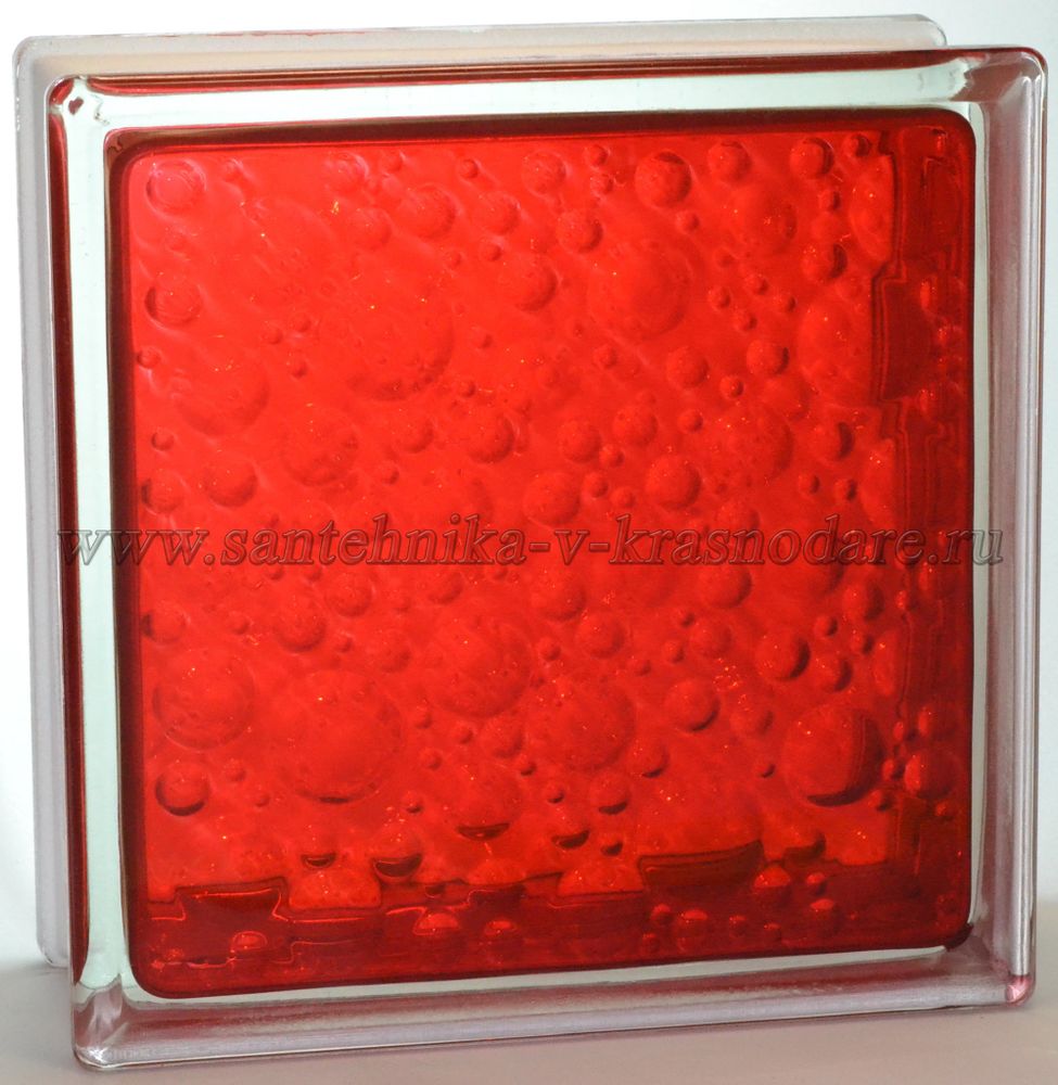 Стеклоблок савона красный окрашенный изнутри Vitrablok 19x19x8