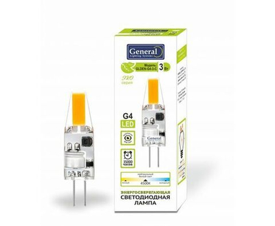 Лампочка General G4 12V 3W 6500K 6K 45x16 COB силикон GLDEN-G4-3-C-12-6500 683900, 5 шт