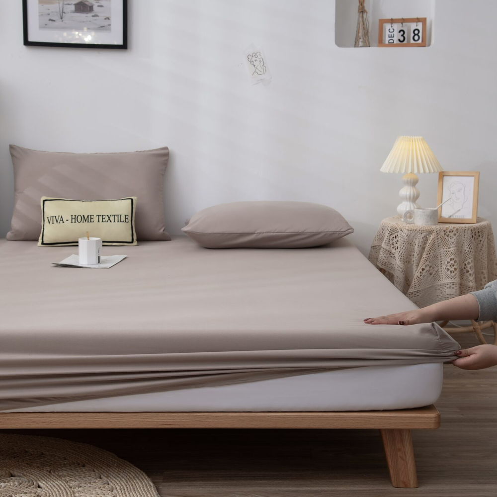 КПБ Однотонный Сатин на резинке CSR028, 2 спальный, наволочки 50-70 2 шт, простынь 160*200*35