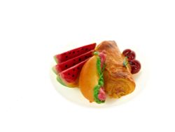 Фигурка декоративная (магнит) "Кулинарные рецепты" d=7см. h=2,5см. (4вида) (min12) (полимер, полисто