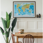 Карта Мира физическая Globen, 1:25 млн., 1200х780 мм, интерактивная, с ламинацией, европодвес