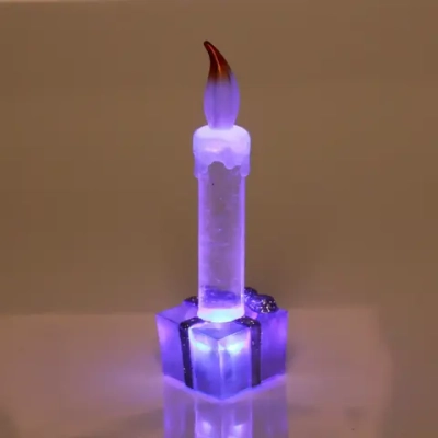 Сувенир с подсветкой «Свеча праздничная» 15 см, серебро