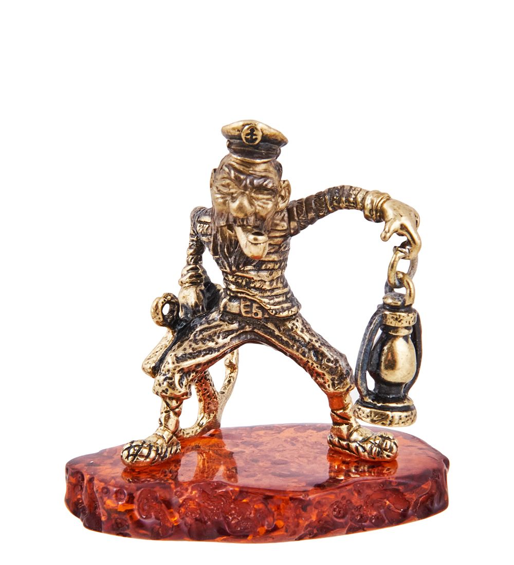 Народные промыслы AM-3721 Фигурка «Якорный Бабай» (латунь, янтарь)