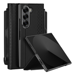 Чехол черного цвета с премиальной искусственной кожи от Dux Ducis для Samsung Galaxy Z Fold 6, серия Bril Series Case (версия с S Pen)