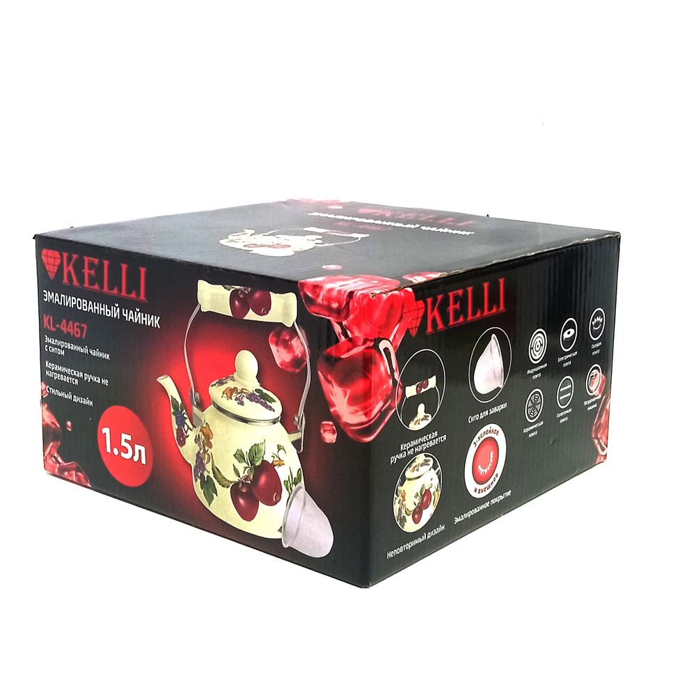 Чайник эмалированный с ситом Kelli KL-4467