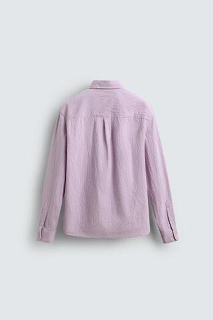 ZARA РУБАШКА В ПОЛОСКУ С ЭФФЕКТОМ ПОТЕРТОСТИ, РОЗОВЫЙ/ЛИЛОВЫЙ