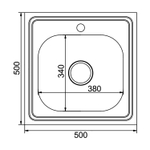 Мойка 50х50 (0,6) вып 3 1/2 MIXLINE 16см с сифоном ДЕКОР