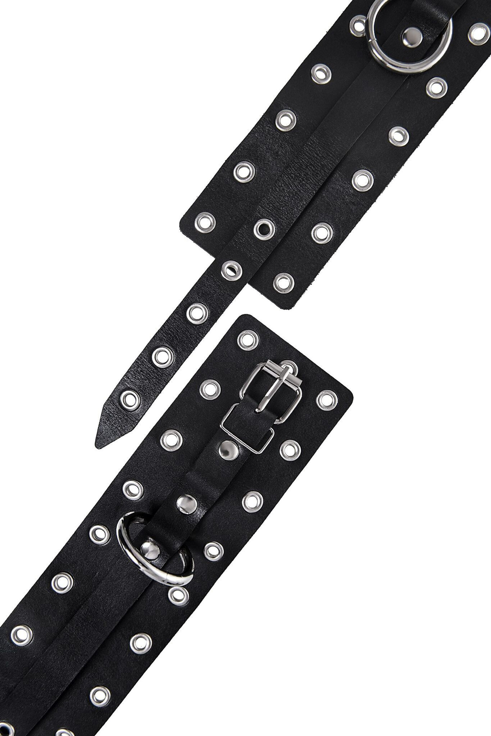 Черные кожаные однослойные оковы с люверсами (Цвет: черный)