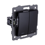 Выключатель 2-клавишный проходной 10А/250В с LED подсветкой, изогнутый, черный Kollinger REA-R-010BK для Aspekt, Eleganz, Reflex