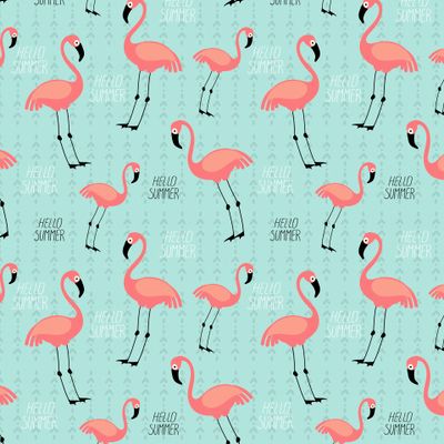 розовые фламинго на мятном фоне с надписью