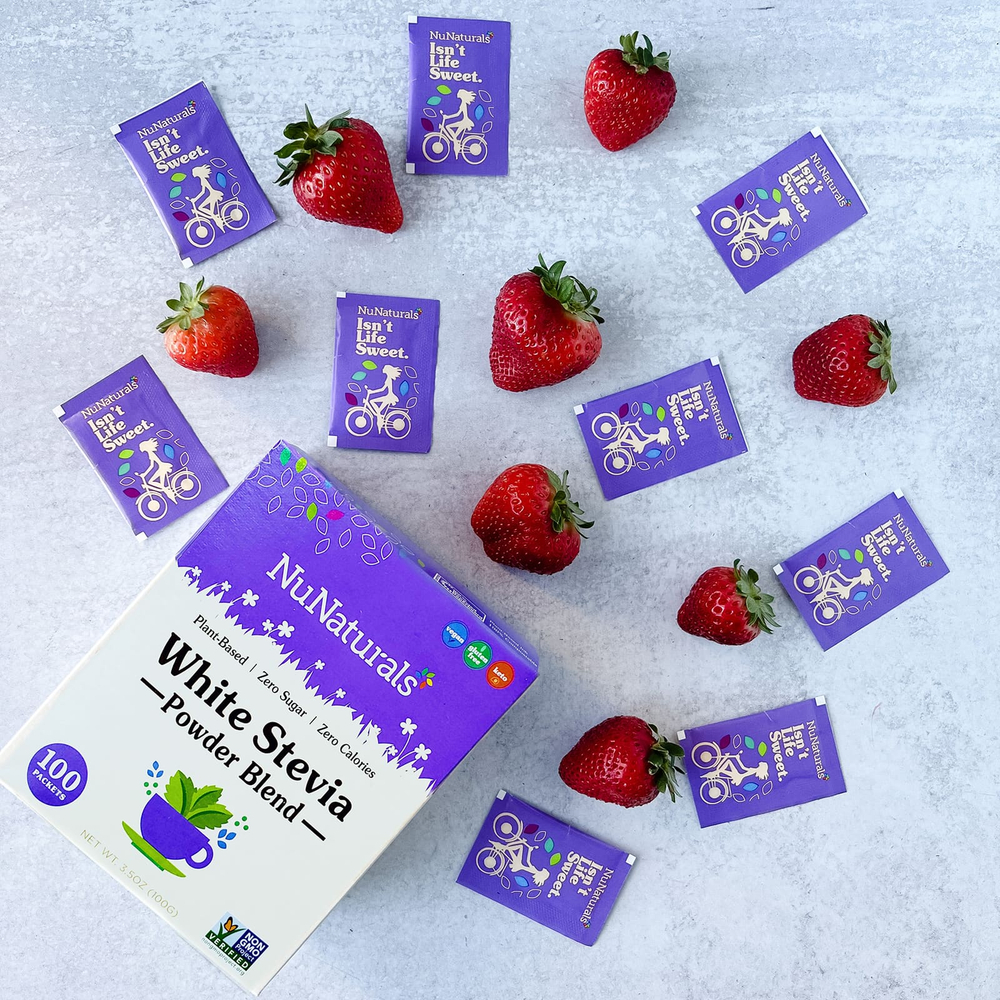 NuNaturals, NuStevia, белый порошок стевии, 100 пакетиков, 100 г (3,5 унции)