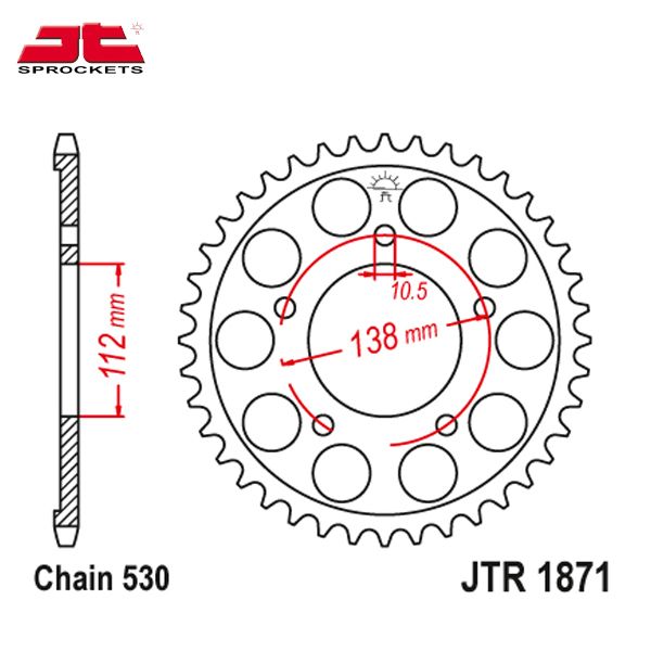 JT JTR1871-52 звезда задняя (ведомая), 52 зуба