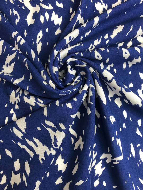 штапель принт облако белое на темно голубом D48C1