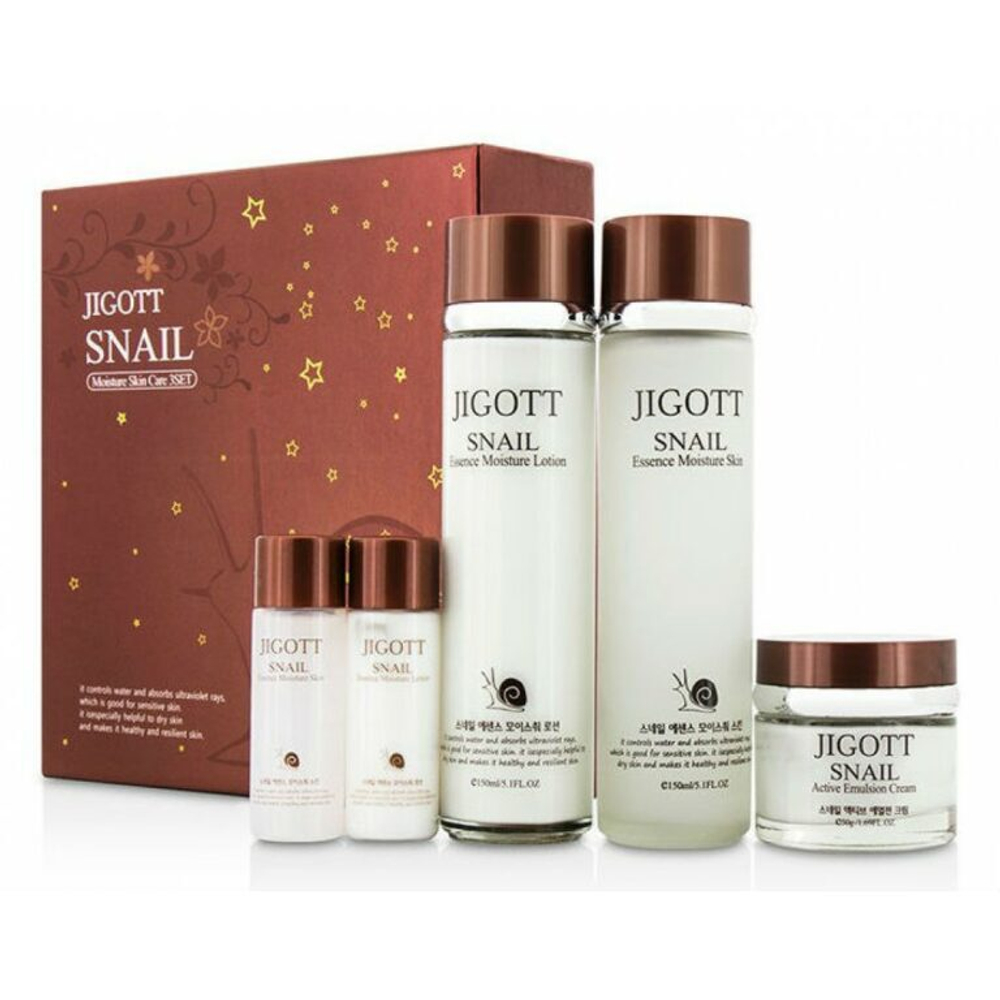 [Jigott] Snail essence moisture skin care 3set - Набор для ухода за лицом с муцином улитки