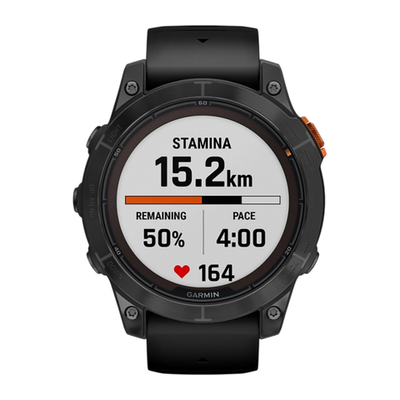 Спортивные часы Garmin fenix 7 Pro Solar Edition, 47 мм, чёрный силиконовый ремешок Сланцево-серый безель из нержавеющей стали, дисплей Solar со стеклом Power Glass. Ремешок с классической застёжкой — на запястье обхватом 125–208 мм