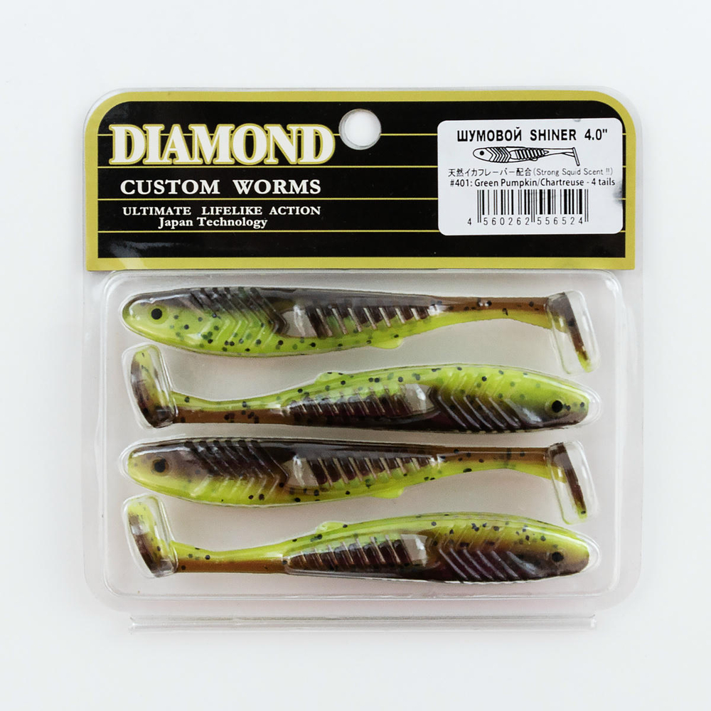 Виброхвост шумовой DIAMOND SHINER 4" (4шт/уп)