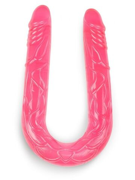 Розовый двухсторонний гелевый фаллоимитатор - 49 см.