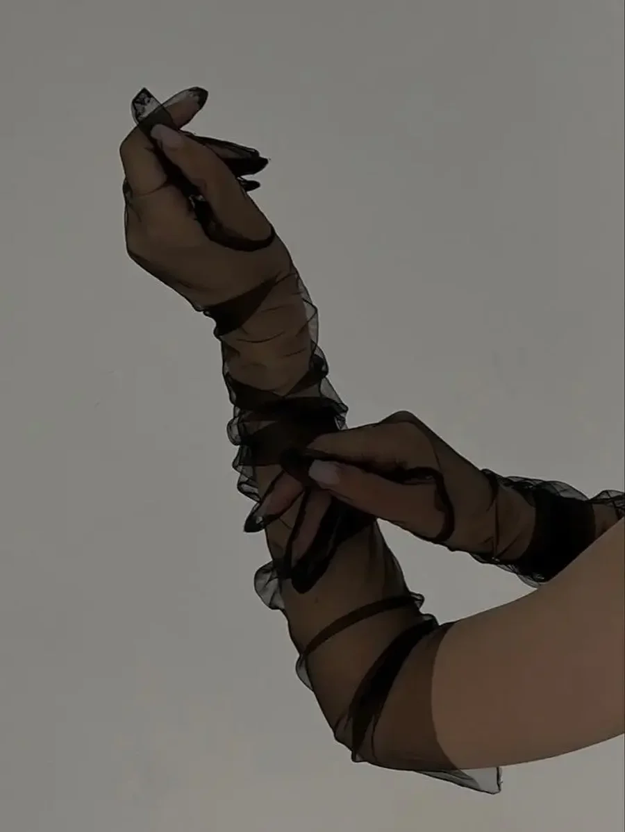 Перчатки длинные из фатина, Черный