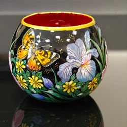 Вазочка с ручной росписью Палех "Ирисы"