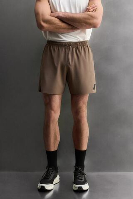 ZARA БАЗОВЫЕ СПОРТИВНЫЕ ШОРТЫ, СЕРО-КОРИЧНЕВЫЙ