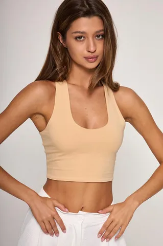 Топ с глубоким вырезом из хлопка цвета банан