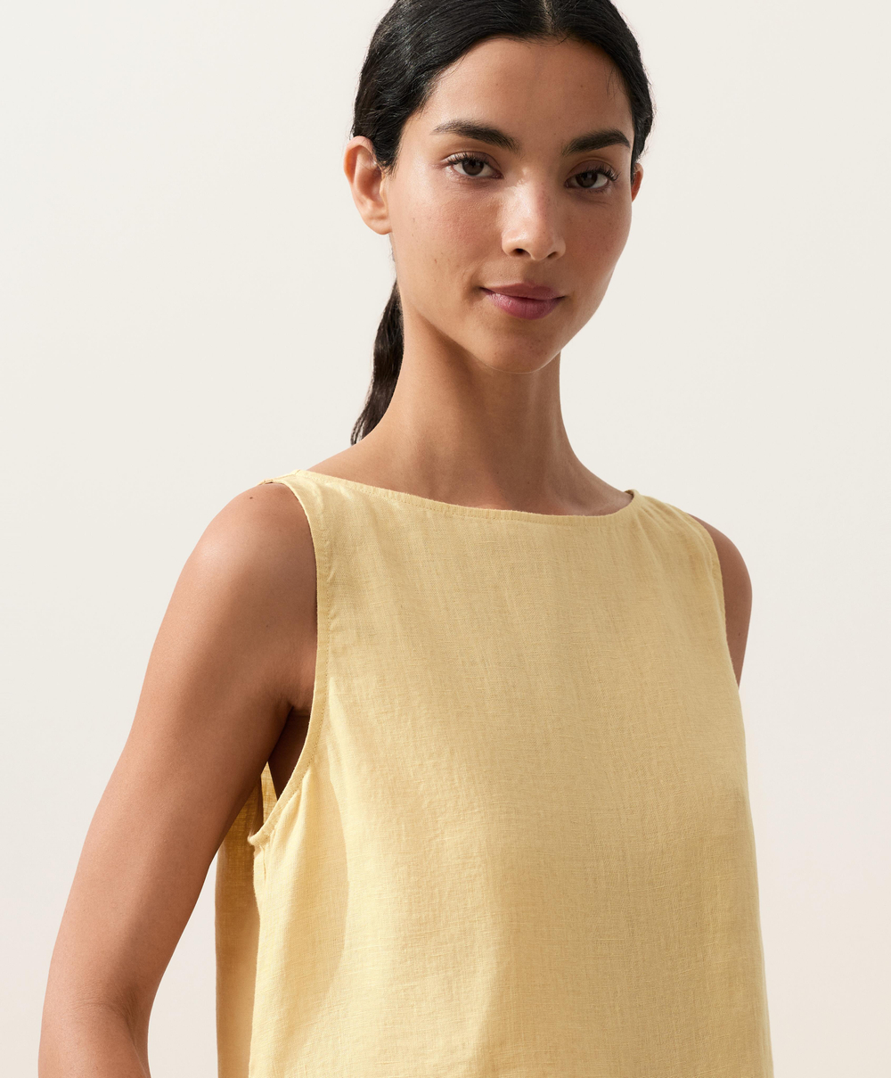 Oysho Топ из 100% льна, светло-желтый