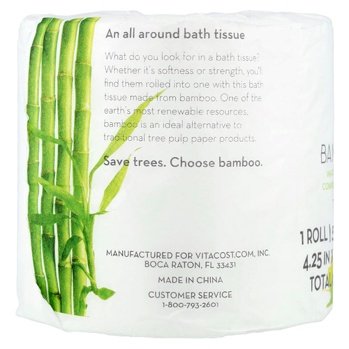 Vitacost, The Clean Collection™, Bamboo Bath Tissue, 1 Roll