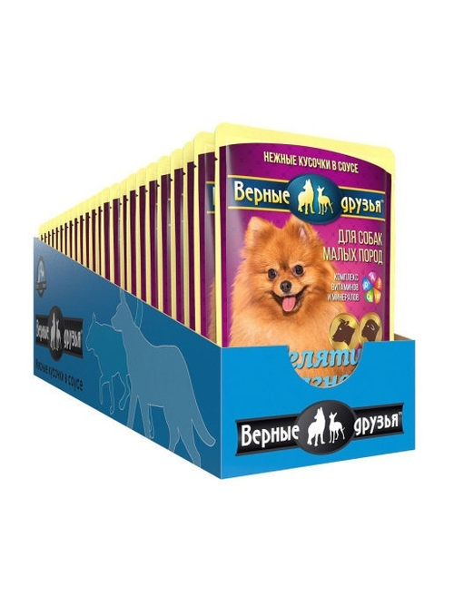 Влажный корм Верные друзья для взрослых собак мелких пород, телятина ягненок, 24 шт x 100 г