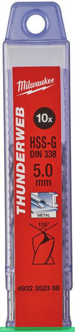 Сверло по металлу Milwaukee Thunderweb HSS-G 5x86мм 10шт (4932352388)