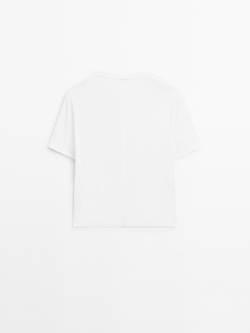 Massimo Dutti Футболка с декоративными швами сзади, белый