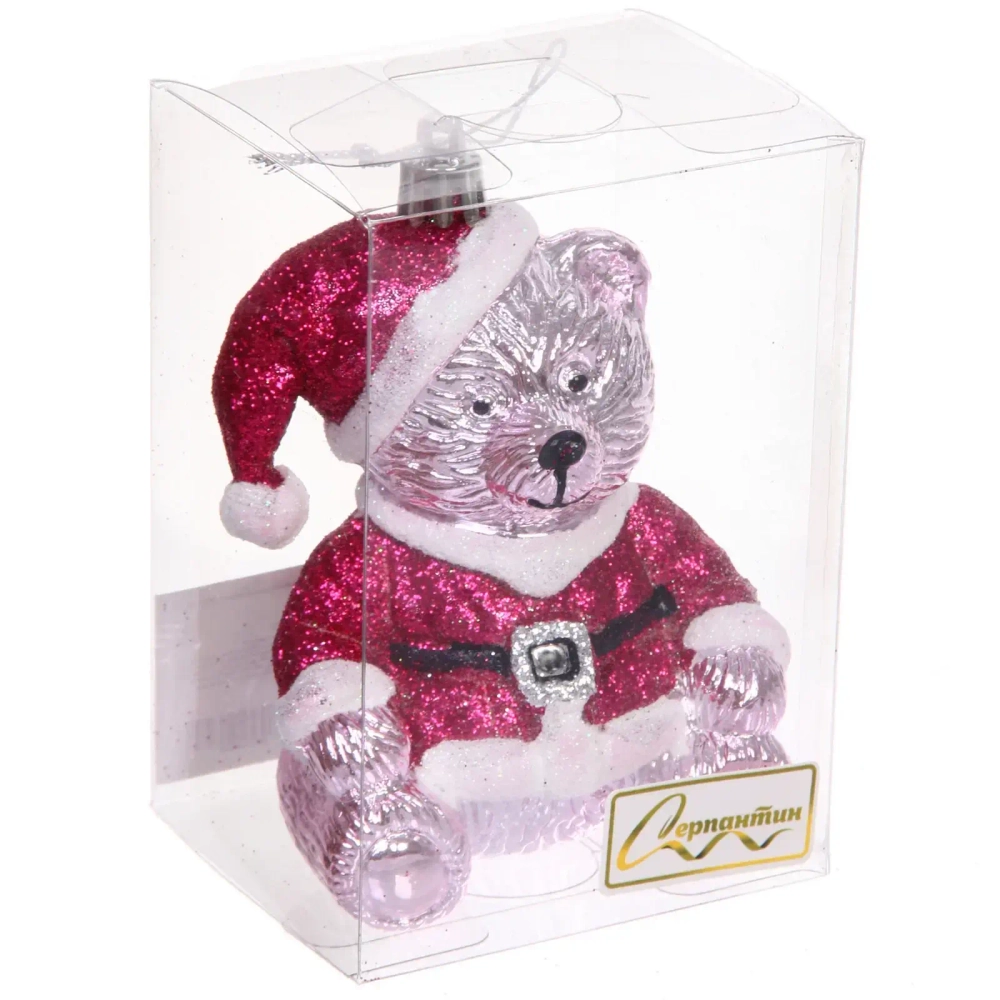 Елочная игрушка «Очаровательный мишка» 7*6*11 см, Розовый